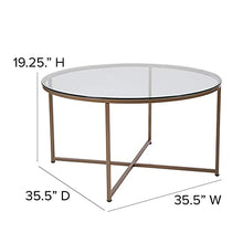 Load image into Gallery viewer, Flash Furniture Greenwich Collection Coffee Table - Modern Clear Glass Coffee Table - Crisscross Matte Gold Frame