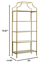 Load image into Gallery viewer, Sauder 421434 International Lux Bookcase, L: 30.0&quot; x W: 14.49&quot; x H: 70.87&quot;, Satin Gold Finish