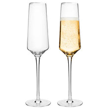 Load image into Gallery viewer, ELIXIR GLASSWARE Classy Champagne Flutes - Hand Blown Crystal Champagne Glasses - Set of 2 Elegant Flutes – Gift for Wedding, Anniversary, Christmas – 8oz, Clear