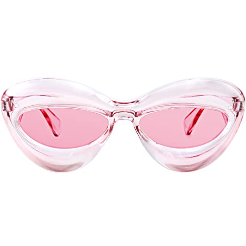 AWGSEE Trendy Inflated Shape Lip Sunglasses for Women Fashion Oversized Cat Eye Shades UV400 Protection