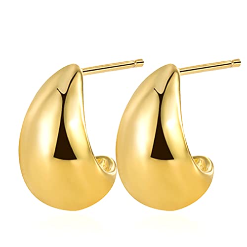 Tear Drop Stud Earring Chunky Gold Hoop Ball Earrings Statement Earrings for Teen Girls