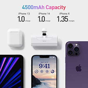 iWALK Small Portable Charger 4500mAh Ultra-Compact Power Bank Cute Battery Pack Compatible with iPhone 13/13 Pro Max/12/12 Mini/12 Pro Max/11 Pro/XS Max/XR/X/8/7/6/Plus Airpods and More,White