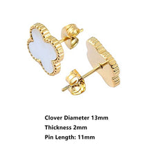 Load image into Gallery viewer, Lucky Clover Stud Earrings for Women Girls 18K Gold Plated Hypoallergenic Cute Fashion Simple Earrings Jewelry Women Gifts (white, Titanium)