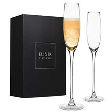 Load image into Gallery viewer, ELIXIR GLASSWARE Crystal Champagne Flutes – Elegant Champagne Glasses, Hand Blown – Set of 2 Modern Champagne Flutes – Gift for Wedding, Anniversary, Christmas – 5oz, Clear