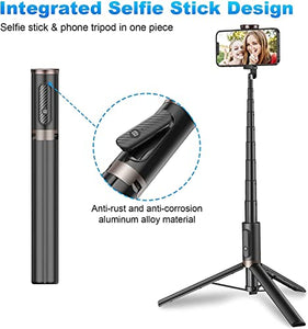 TONEOF 60" Cell Phone Selfie Stick Tripod,Smartphone Tripod Stand All-in-1 with Integrated Wireless Remote,Portable,Lightweight,Tall Extendable Phone Tripod for 4''-7'' iPhone and Android Phones