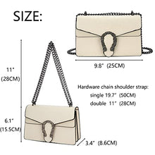Load image into Gallery viewer, Leather Shoulder Bag Chain Purse for Women - Fashion Crossbody Bags Vintage Snake Print Underarm Bag Square Satchel Clutch Handbag(White)