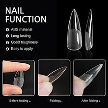 Load image into Gallery viewer, AddFavor 240pcs Stiletto Nail Tips Clear Full Cover Long Stiletto Fake Nails Acrylic Gel X Nail Tips for Salon and Home Nail Art Manicure 12 Sizes