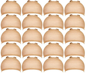 Teenitor 20pcs Stocking Caps for Wigs, Beige Wig Cap for Women, Stretchy Nylon Wig Caps
