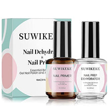 Load image into Gallery viewer, Suwikeke Nail Dehydrator and Primer, 2 Pcs 15ml Nail Primer and Dehydrator, Acid Free Nail Prep Fast Drying Gel Primer for Nails