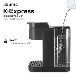 Keurig K-Express Essentials Coffee Maker, Single Serve K-Cup Pod Coffee Brewer, Black - 3 Cup Sizes 6, 8, & 10oz, 36 OZ Removable Reservoir - BROAG Random Color Water Bottle