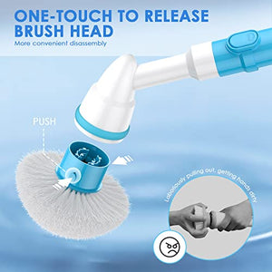 Oraimo Electric Spin Scrubber, Electric Bathroom Scrubber, 430RPM Cordless Shower Scrubber with Adjustable Extension Arm for Bathroom, 3 Replaceable Brushes for Bathtub, Grout, Tile, Wall, Floor, Sink