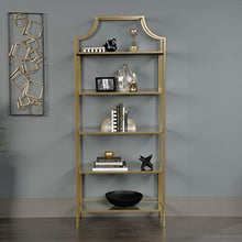 Load image into Gallery viewer, Sauder 421434 International Lux Bookcase, L: 30.0&quot; x W: 14.49&quot; x H: 70.87&quot;, Satin Gold Finish