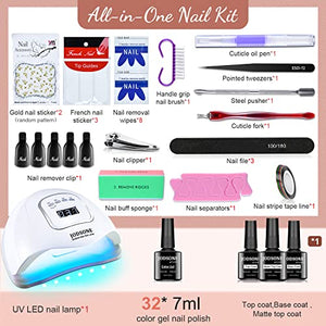 JODSONE Gel Nail Polish Kit with UV Light 32 Color Soak OFF Gel Nail Kit Base&Top Coat Gel Polish for DIY Manicure Lovers