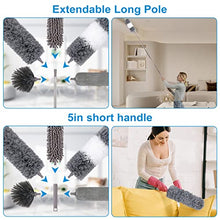 Load image into Gallery viewer, Microfiber Feather Duster (11pcs), Extendable Dusters for Cleaning with 100&quot; Extension Pole, Washable Dusters, Reusable Bendable Dusters for Cleaning Ceiling Fan, High Ceiling, TV, Blinds, Cars
