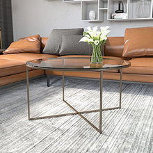Load image into Gallery viewer, Flash Furniture Greenwich Collection Coffee Table - Modern Clear Glass Coffee Table - Crisscross Matte Gold Frame