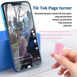 Vekesen TIK Tok Kindle App Bluetooth Remote Control Page Turner TikTok Remote Scrolling Ring clicker for iPhone iPad Camera Remote Shutter Selfie Button (Cherry Blossom Pink)