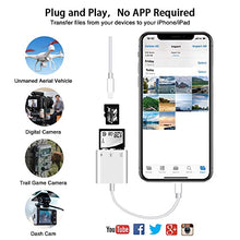Load image into Gallery viewer, SD Card Reader for iPhone iPad,Micro SD Card Reader Memory Card Reader Plug and Play Trail Camera Viewer SD Card Adapter,Simultaneous Charging and Card Reading Micro SD Card Adapter