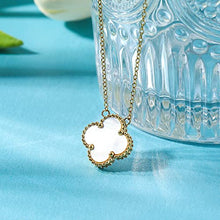 Load image into Gallery viewer, POLYREAL Lucky Clover Necklace For Women Girls, 18K Gold Plated Fashion Cute Simple Girls Hypoallergenic Titanium Steel Pendant (Gold-White)