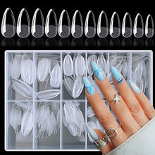 Load image into Gallery viewer, AddFavor 240pcs Almond Nail Tips Clear Full Cover Medium Length Short Almond Fake Nails Acrylic Gel X Nail Tips for Salon and Home Nail Art Manicure 12 Sizes