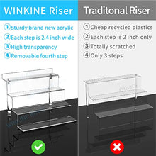 Load image into Gallery viewer, WINKINE Acrylic Riser Display Shelf, 4 Tier Perfume Organizer, Display Riser for Amiibo Funko POP Figures, Tiered Display Stand Small Risers for Display, Acrylic Display for Decoration and Organizer