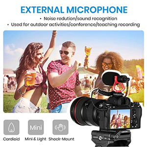 Moukey MCM-1 Video Microphone, Camera Microphone with Shock Mount, Windshield, Professional Vlogging Kit for iPhone, Android Smartphone, DSLR Camera & Camcorder, Battery-Free Shotgun Mic