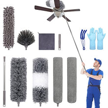 Load image into Gallery viewer, Microfiber Feather Duster (11pcs), Extendable Dusters for Cleaning with 100&quot; Extension Pole, Washable Dusters, Reusable Bendable Dusters for Cleaning Ceiling Fan, High Ceiling, TV, Blinds, Cars