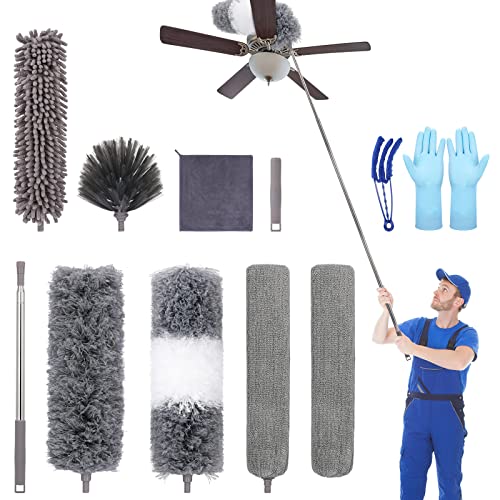 Microfiber Feather Duster (11pcs), Extendable Dusters for Cleaning with 100