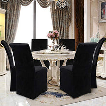 Load image into Gallery viewer, Colorxy Velvet Stretch Chair Covers for Dining Room, Soft Removable Long Solid Dining Chair Slipcovers Set of 4, Black